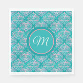 Serviette En Papier Monogramed Teal Pattern Napkins (Devant)
