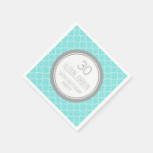 Serviette En Papier Monogramme 30e anniversaire Napkin Aqua Quatrefoil (Coin)