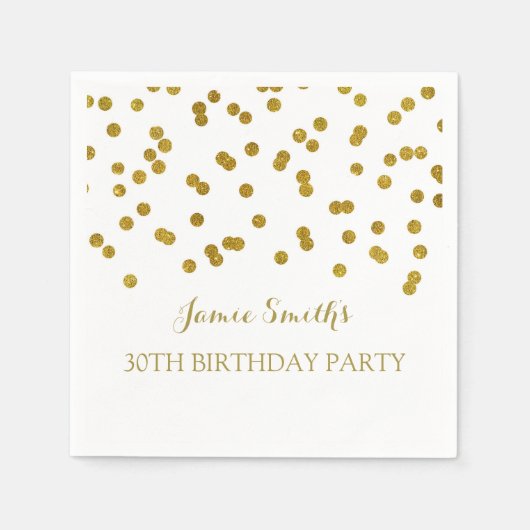 Serviette En Papier Monogramme 30e Anniversaire Napkine Gold confetti (Devant)