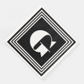 Serviette En Papier Monogramme 3 trames en gras | Noir et blanc (Coin)