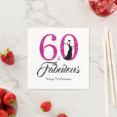 Serviette En Papier Monogramme 60 Fabuleux Parties scintillant rose 60 (En situation)