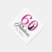 Serviette En Papier Monogramme 60 Fabuleux Parties scintillant rose 60 (Coin)