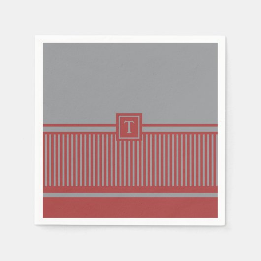 Serviette En Papier Monogramme à bande classique (Devant)