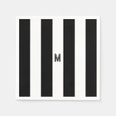 Serviette En Papier Monogramme à bande de cabane noir et blanc classiq (Devant)