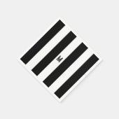 Serviette En Papier Monogramme à bande de cabane noir et blanc classiq (Coin)