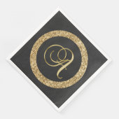 Serviette En Papier Monogramme A, élégant script doré (Coin)