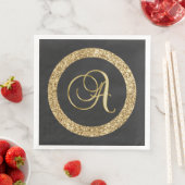 Serviette En Papier Monogramme A, élégant script doré (En situation)