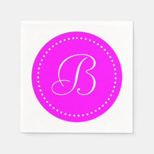 Serviette En Papier Monogramme à point rose/blanc