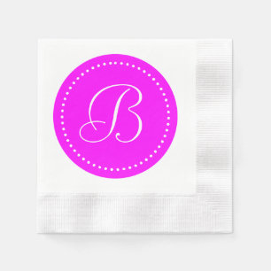 Serviette En Papier Monogramme à point rose/blanc