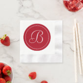 Serviette En Papier Monogramme à point rouge/blanc (En situation)