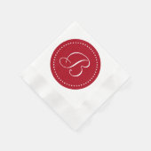 Serviette En Papier Monogramme à point rouge/blanc (Coin)