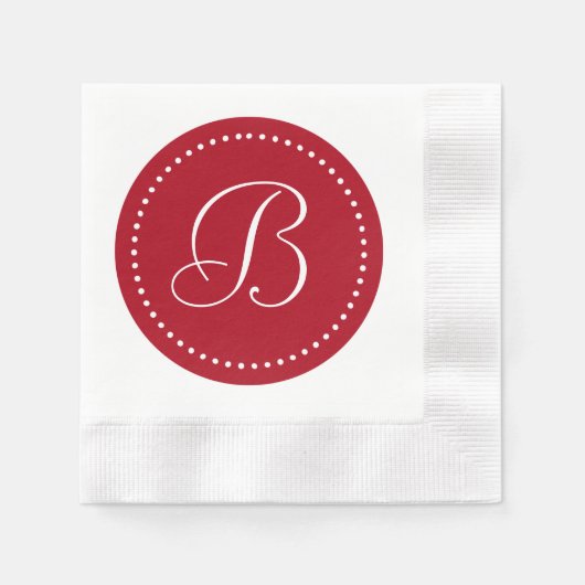 Serviette En Papier Monogramme à point rouge/blanc (Devant)