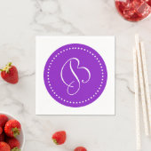 Serviette En Papier Monogramme à point violet/blanc (En situation)
