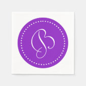 Serviette En Papier Monogramme à point violet/blanc (Devant)