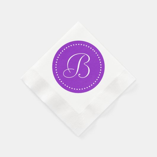 Serviette En Papier Monogramme à point violet/blanc (Coin)