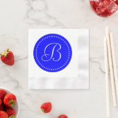 Serviette En Papier Monogramme à points bleu/blanc (En situation)