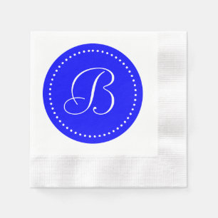 Serviette En Papier Monogramme à points bleu/blanc