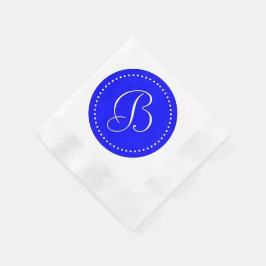 Serviette En Papier Monogramme à points bleu/blanc (Coin)
