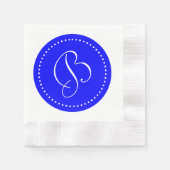 Serviette En Papier Monogramme à points bleu/blanc (Devant)