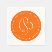 Serviette En Papier Monogramme à points orange et blanc (Devant)