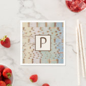 Serviette En Papier Monogramme Abstrait bleu Brown (En situation)