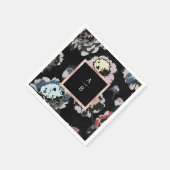 Serviette En Papier monogramme abstrait noir classique moderne (Coin)