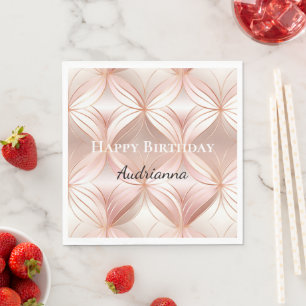 Serviette En Papier Monogramme Abstrait rose rose rose rose fusée