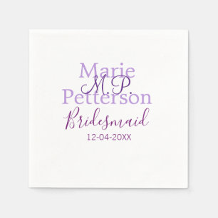 Serviette En Papier Monogramme ajouter nom lettre demoiselle d'honneur