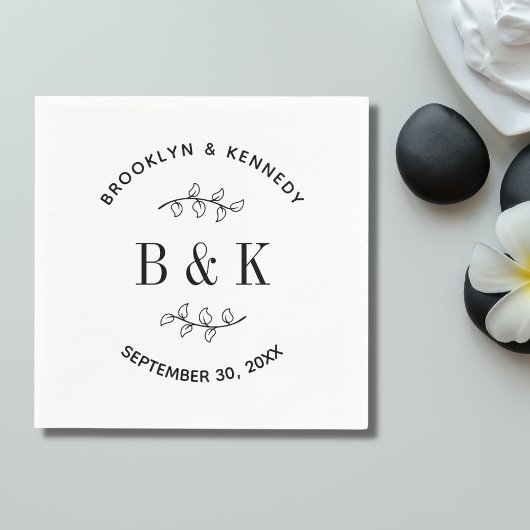 Serviette En Papier Monogramme amusant Fleurs Botaniques Noms de jeune