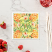 Serviette En Papier Monogramme Ananas Fleurs verdure (En situation)