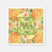 Serviette En Papier Monogramme Ananas Fleurs verdure (Devant)