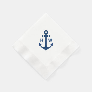 Serviette En Papier Monogramme Ancre diagonale dans des serviettes de 