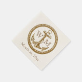 Serviette En Papier Monogramme Ancre et couronne (Coin)
