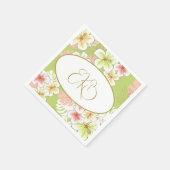 Serviette En Papier Monogramme Anniversaire Élégant Tropical (Coin)