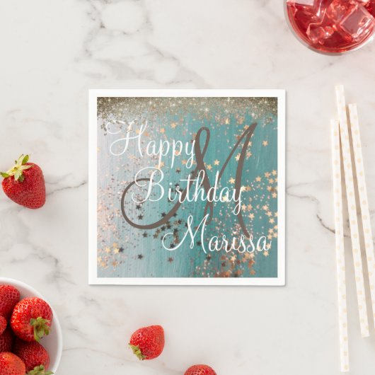 Serviette En Papier Monogramme Anniversaire Gold Stations sur serviett (En situation)