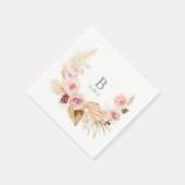 Serviette En Papier Monogramme Aquarelle Floral Boho Mariage Napkins (Coin)