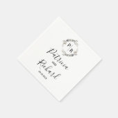 Serviette En Papier Monogramme Aquarelle Florale Mariage (Coin)