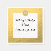 Serviette En Papier Monogramme Arrière - plan à huile dorée (Devant)