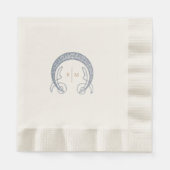Serviette En Papier Monogramme Art Nouveau Bleu Initiales Décor de tab (Devant)