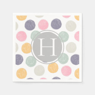 Serviette En Papier monogramme artistique pastel polka point brosse tr