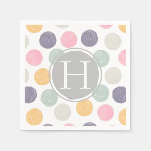 Serviette En Papier monogramme artistique pastel polka point brosse tr (Devant)