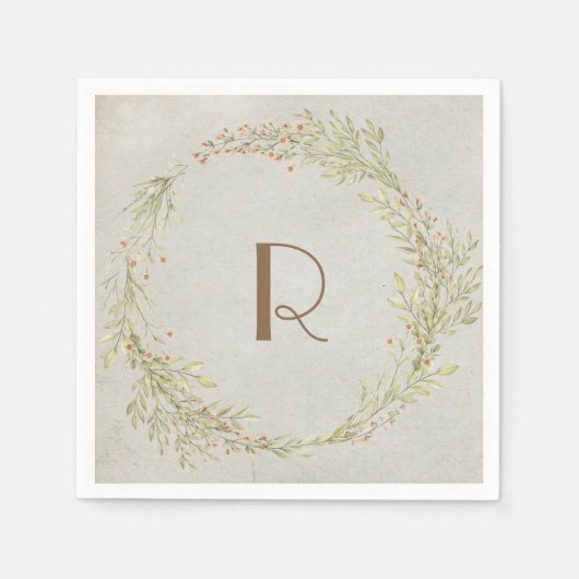 Serviette En Papier Monogramme avec couronne d'été (Devant)