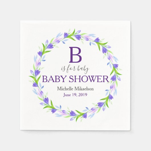 Serviette En Papier Monogramme B est pour le Baby shower (Devant)
