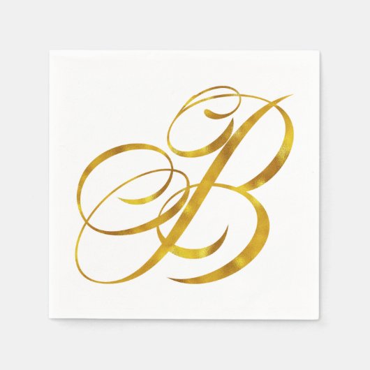 Serviette En Papier Monogramme B Faux Gold Foil Monogrammes initiaux (Devant)