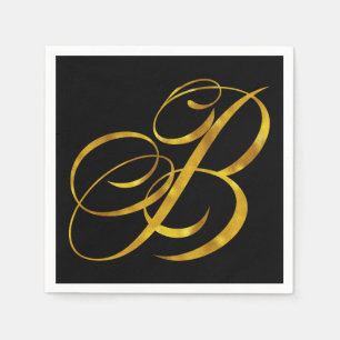 Serviette En Papier Monogramme B Faux Gold Foil Monogrammes initiaux