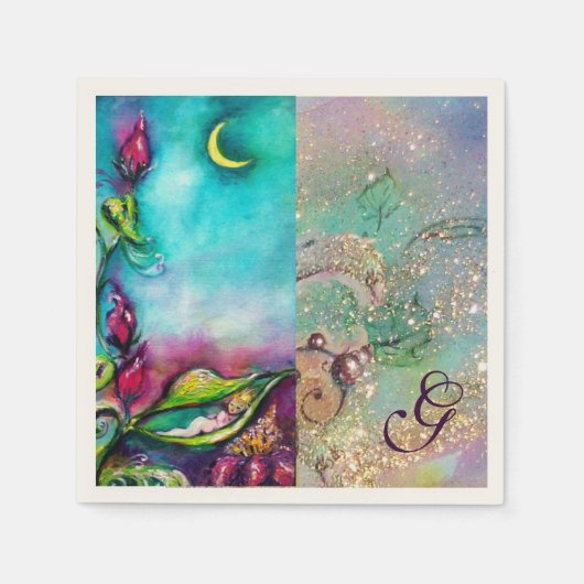 SERVIETTE EN PAPIER MONOGRAMME BABY SHOWER THUMBELINA (Devant)