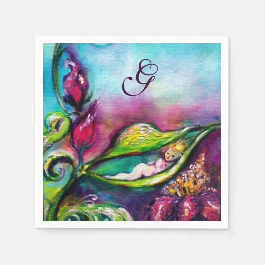 SERVIETTE EN PAPIER MONOGRAMME BABY SHOWER THUMBELINA (Devant)