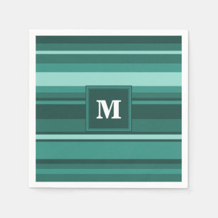 Serviette En Papier Monogramme bandes turquoises
