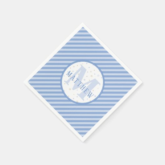 Serviette En Papier Monogramme bébé garçon bleu (Coin)