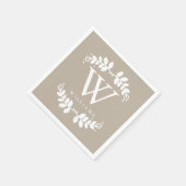 Serviette En Papier Monogramme beige lin (Coin)